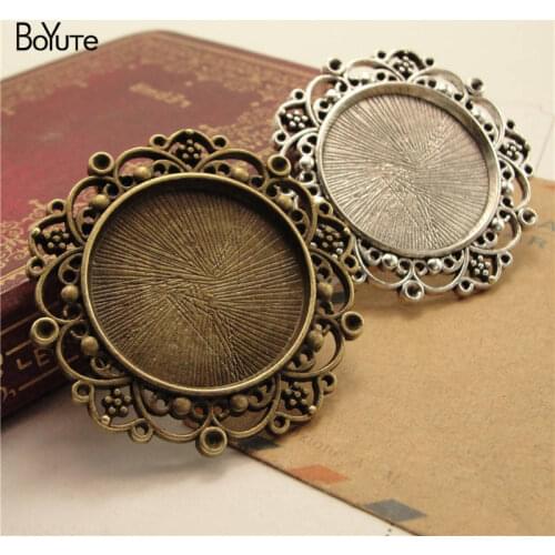 BoYuTe (25 Pieces/Lot) 25MM Cabochon Base Vintage Pendant Tray Bezel Blanks Diy Hand Made Jewelry Accessories