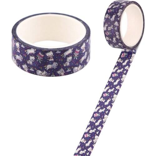 Flyingbee 15mmX5m High Quality Purple Cat Cute Cartoon Washi Tape DIY Scrapbooking Label Tape Student Stationery Gift X2308