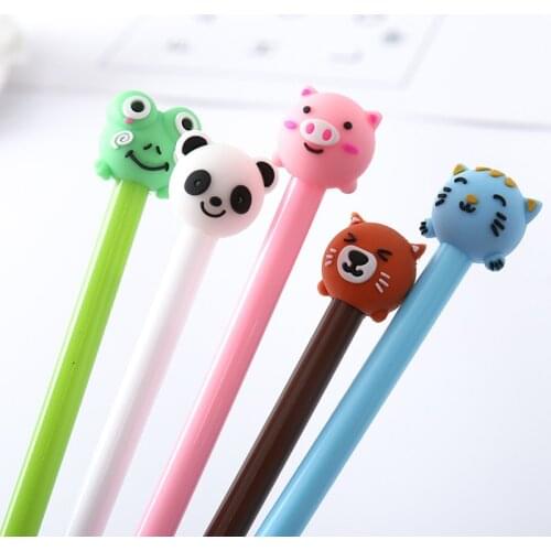 1 Pcs Kawaii Cartoon Animals Cute Pig Cat Panda 0.5mm Gel Pen Student School Stationery Gift Neutral Pens Supplies