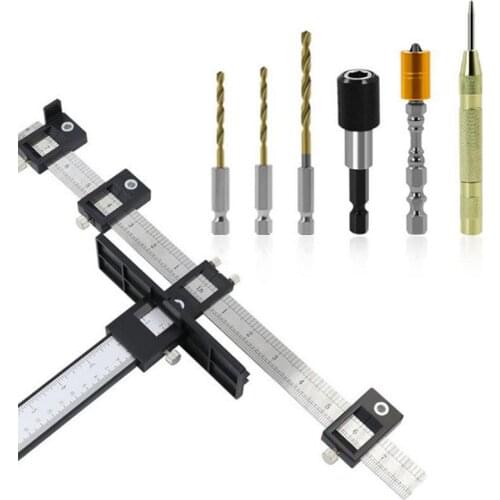 Punch Locator Tool Multi-functional Wood Furniture Adjustable Auxiliary Installers Hole Set Hardware Jig with Other Tool