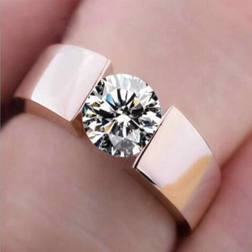 Milangirl 6mm classic simple Zircon wedding couple ring for men / women / color Valentines Day