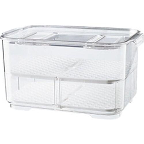Fruit And Vegetable Fresh-Keeping Box Plastic Transparent Drain Refrigerator Storage Fresh-Keeping Box With Lid