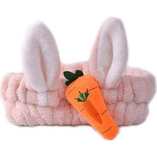 Creative Carrot Rabbit Ears Hair Holder Hairbands Soft Coral Fleece Headband for Women Girls Turban Fashion Hair Accessories