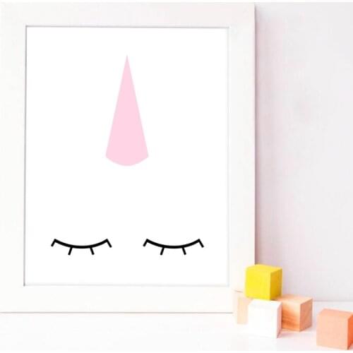 Cute Unicorn Art Print Baby Shower Party Girl Decorations , Pink Animal Unicorn Poster Canvas Painting Girls Room Beauty Decor