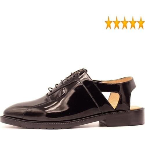 Runway 2021 New Mens Genuine Leather Oxford Shoes Lace Up Summer Wedding Party Ankle Strap Male Office Work Sandals