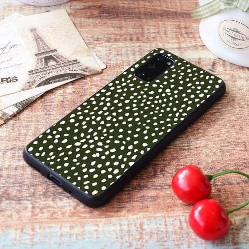 For Samsung Galaxy Olive Green Dalmatian Print Soft TPU border Samsung Galaxy Case