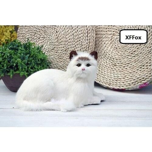 New real life lying cat model plastic&furs big yellow head cat doll gift about 30x17x18cm xf1436
