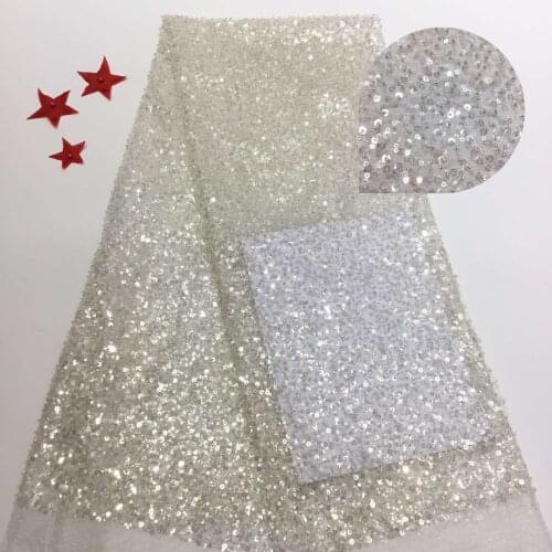 Latest Nigerian Lace Fabric With Sequins 2021 High Quality African Lace Fabric Wedding French Tulle Lace Fabric T3570