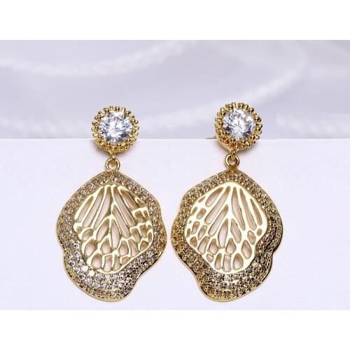 2021 Latest Leaves Dangling Earrings Jewelry Pendientes Detalles De boda Black/White/Gold Color Accessories Gifts Earring