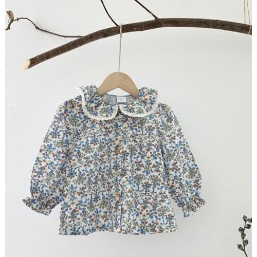 2020 New Autumn Baby Girls Floral Printed Blouses Korean Style Kids Clothes Long Sleeve Tops Children Shirts