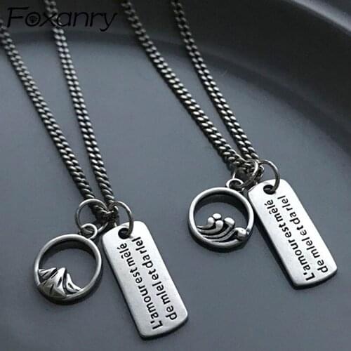 Evimi 925 Sterling Silver Couples Necklace New Fashion Romantic Sweet Mountain and Sea Pendant Party Jewelry Gifts for Women