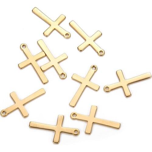 30pcs/Lot Real Stainless Steel Cross DIY Charms Pendants for Making Necklace Bracelet Earring Accessories 20*12mm