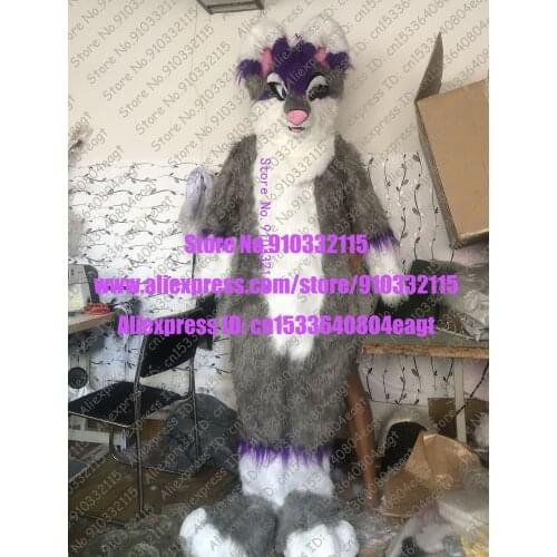 Digitigrade legs 3D Eyes customized available real photo full sets purple husky dog Suit fursuit Costume fox Party g65