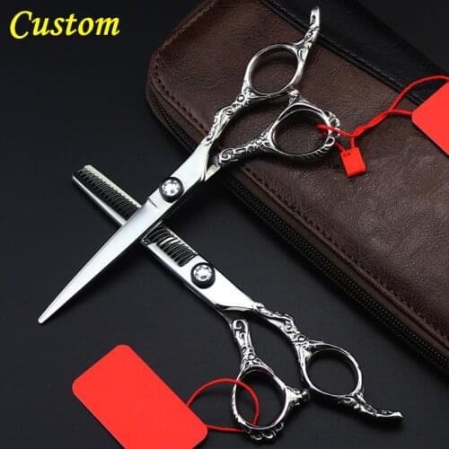 Custom Maya style professional japan 440c 6 inch hair scissors set cutting barber scissor thinning shears hairdressing scissors