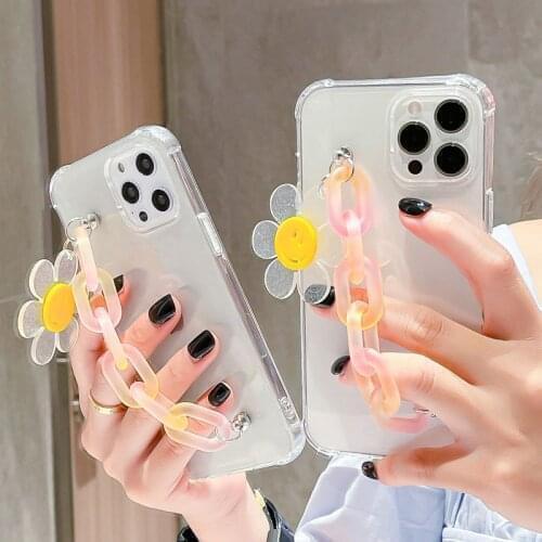 Korea 3D Cute Smiley Gradient Bracelet wrist case for Huawei P40 P30 P10 Pro Mate 40 20 Pro Nova 7 9 Transparent Soft Back Cover