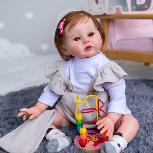 NPK 20inch Lifelike Reborn Baby Doll Raven Popular Sweet Face Cuddly Soft Body Doll High Quality Hand Paint Collectible Art Doll
