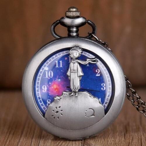 Wholesale Vintage Style Silver Bronze Steampunk Lovely prince Head Pocket Watch For Men Women Children Best Gift CF1054