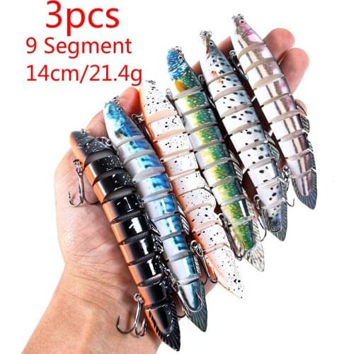 Fishing Lures 14cm/21.4g 9 Segment Jointed Crankbait Vatalion Swimbait Whopper Plopper Hard Artificial Baits For Fishing Tackle