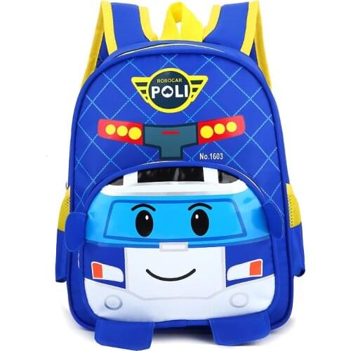 Silverlit Robocar Childrens Anime Cartoon Schoolbag Kindergarten Elementary School Doll Humanoid High Capacity Backpack