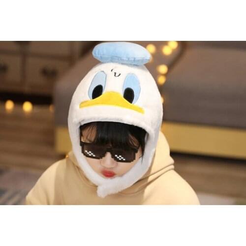 Funny Big Mouth Cartoon Duck Toy Hat Women Kids Toy Cap Soft Plush Toys Family Game Playing Costume Toy Headwear Cap
