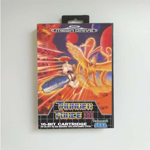 Thunder Force III 3 - EUR Cover With Box 16 Bit MD Game Card for Megadrive Genesis Video Game Console