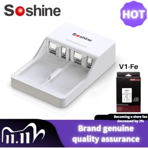 Soshine SC-V1-Fe 9V 2 Independent Channels Smart Rechargeable Battery Charger with LED Indicator for Li-ion、Ni-MH、LiFeP04