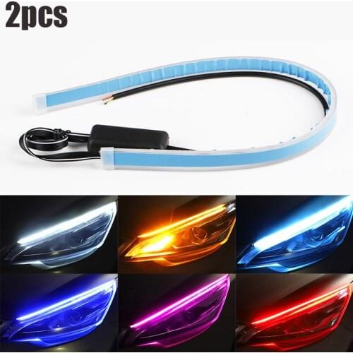 2pcs Headlight DRL Led Strips for BMW E49 E60 E90 X5 Honda Civic Ford Dodge Jeep Cadillac Signal Daytime Running Eyebrow Lights
