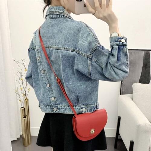 Turn-down Collar Loose Women Denim Coats Korea Plus Size Blue Short Denim Jacket Spring New Full Sleeve Tops Outfits