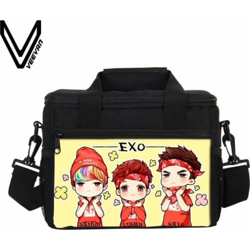 VEEVANV Hamburger EXO Prints Lunch Bags Food Storage Container Women Thermal Lunch Box Men Picnic Portable Insulated Cooler Bags
