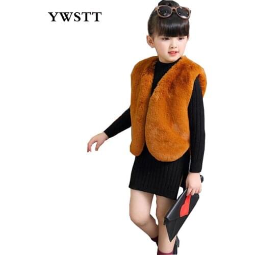 Girls and boys Fur Outerwear 2017New Winter Fashion Thick Warm Faux Fur Vest V-Neck Short Fur Colorful Vest For 2-9Y