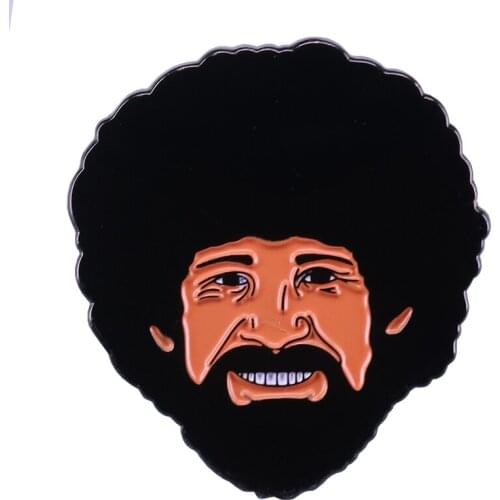Happy Bob Ross enamel pin painter artist jewelry