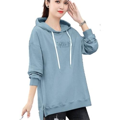 Spring Autumn Style Womens Cotton Hoodies Letter Printing Solid Color Hooded Collar Korean Loose Sweatshirts AA4187