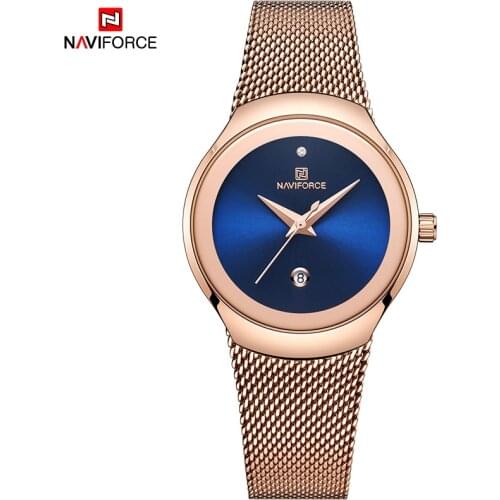Women Watches NAVIFORCE Top Luxury Brand Lady Fashion Casual Simple Mesh Steel Wristwatch Gift for Girls Relogio Feminino 5004