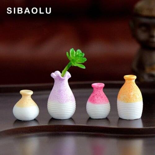 1pc Mini Flower Vase model cartoon House Figurine Dollhouse cake home decor miniature fairy garden decoration DIY accessories