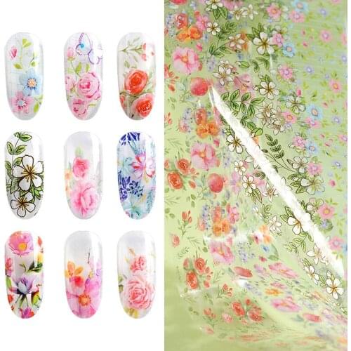 10 colours Nail Leaf Stickers Varnish Mix Rose Flower Transfer Foil Nails Decal Cursors For Nail Art Foil Manicure Sticker