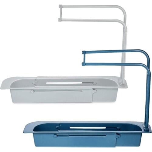2 Pieces Telescopic Sink Holder Expandable Storage Drain Basket Rack Sponge Soap Holder Drainer Sink Tray Holder