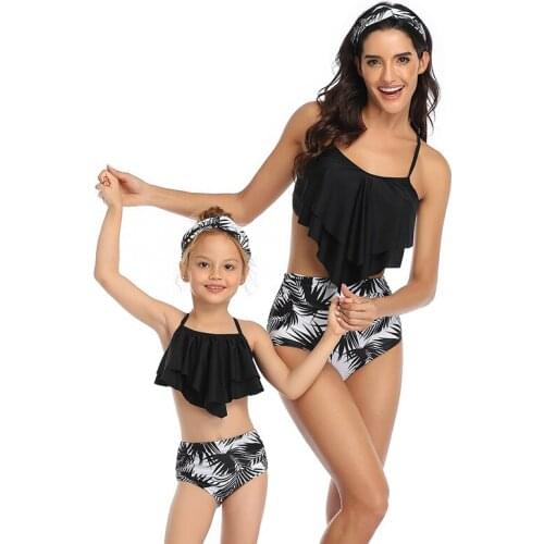 2020 Family Matching Outfits Bikinis Swimsuit Mother And Daughter Swimwear Women Kids Girl Baby Beachwear Biquinis Tankini Mayo