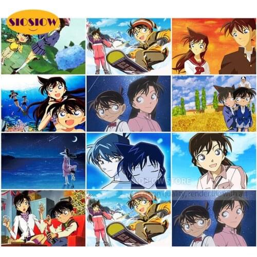 5d Diamond Painting Detective Conan Rachel Couples Full Square Daimond Mosaic Embroidery Cartoon Poster Cross-Stitch Love Gifts