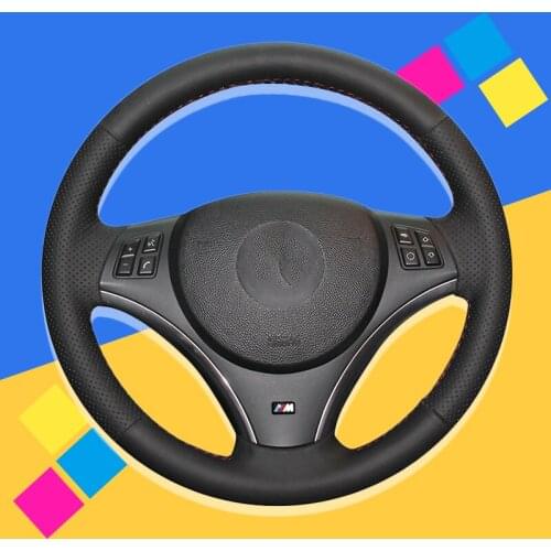 Auto Braid On The Steering Wheel Cover for BMW E90 E91 E92 E93 X1 E84 E87 E81 E82 E88 DIY Interior Car Wheel Covers Car-styling