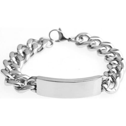 High Polished Stainless steel Curban Curb Link Chain Bracelet Jewelry Bling for mens gifts 15mm 9