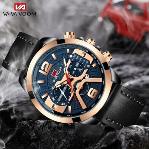 Mens Watches VAVA VOOM Brand Luxury Quartz Watch Fashion Genuine Leather Watches Men Watch relogios masculinos reloj hombre