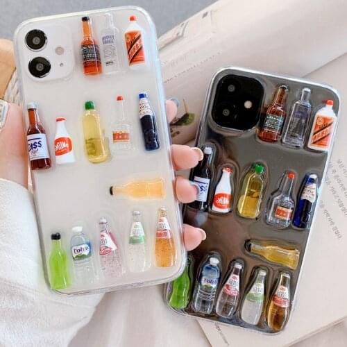 3D Wine Water Bottle Clear Phone Case for iPhone XS 11 Pro Max XR X 7 8 Plus Transparent Epoxy Summer Cool Soft TPU Back Cover