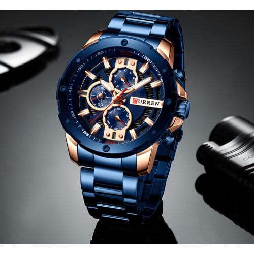 CURREN Watch Men Blue Luxury Quartz Steel Mens Watches Top Brand Luxury Chronograph Clock Man Mens Watch Luxury Wristwatches