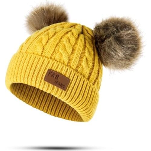 Baby Hat Pompon Winter Children Hat Knitted Cute Cap For Girls Boys Casual Solid Color Girls Hat Baby