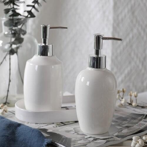 Nordic Style Pure White Ceramic Liquid Soap Dispenser Multifunction Portable Hand Soap Dispenser Bottle Bathroom Accessories