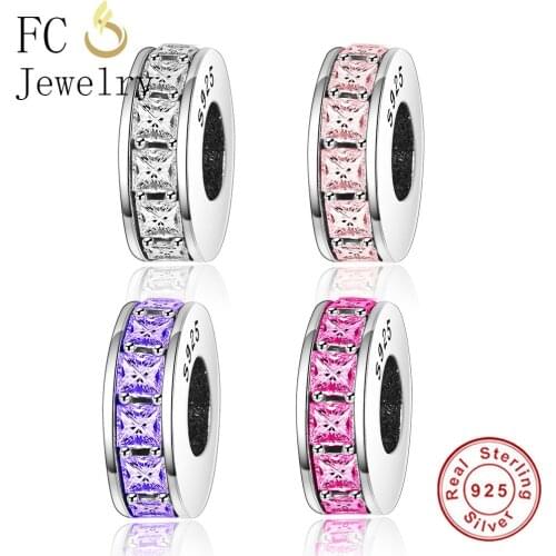 FC Jewelry Fit Original Brand Charm Bracelet 925 Sterling Silver Austrian Spacer Charm Round Beads For Women Making Berloque