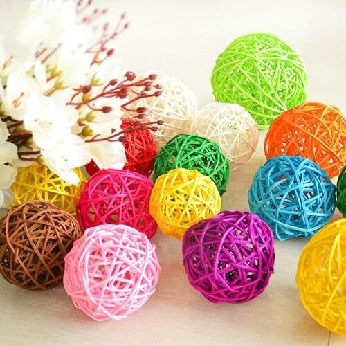 Hot sale (10pcs/lot )6cm color Wedding Rattan Ball Christmas Birthday Home Party Decorations DIY Ornaments Rattan Ball Kids Toys