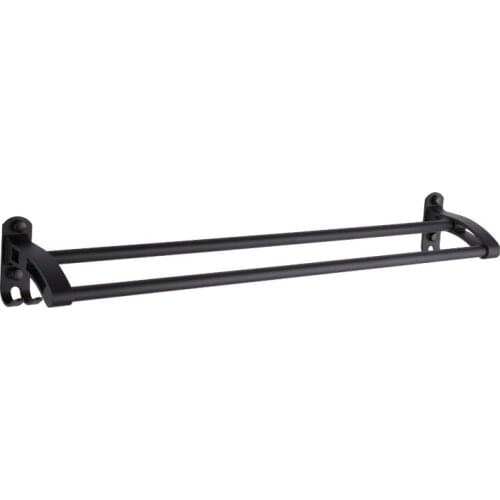 Space Aluminum Black Towel Rack Bathroom Space Aluminum Towel Rack Bathroom Towel Rack Double Towel Bar Punch-free Bathroom Tool