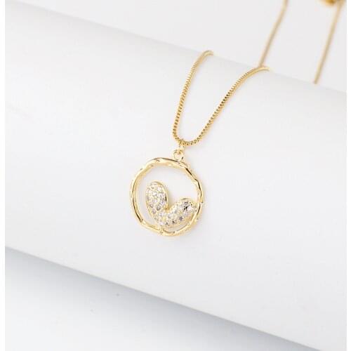 Gojomem Star Stree Snap Gold-plated Zircon 'You in My Heart' Pendant Romatic Necklace for Wedding Engagement Women Necklaces