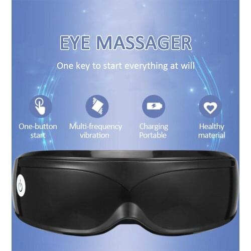 Vibration Eye Massager Electric Black 9 Vibration Modes Black Office School Eye Fatigue Care Massage Glasses Therapy Glasses